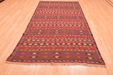 Kilim Brown Runner Hand Knotted 411 X 96  Area Rug 100-76534 Image 1