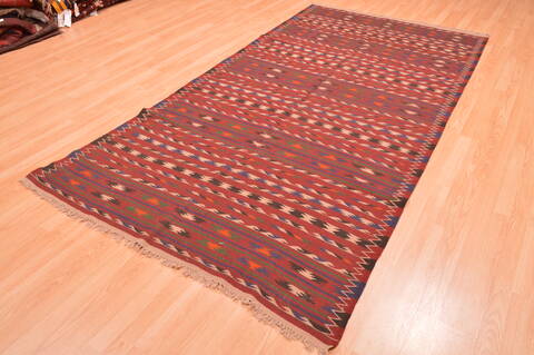 Kilim Brown Runner Hand Knotted 411 X 96  Area Rug 100-76534 Image 2