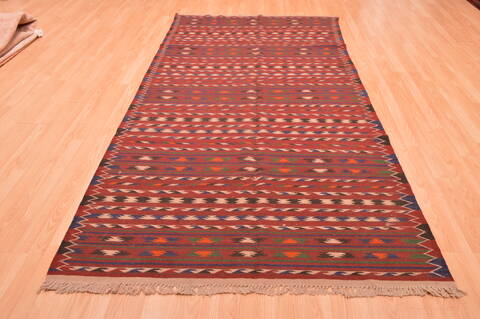 Kilim Brown Runner Hand Knotted 411 X 96  Area Rug 100-76534 Image 3