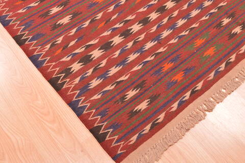 Kilim Brown Runner Hand Knotted 411 X 96  Area Rug 100-76534 Image 4