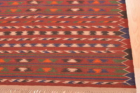 Kilim Brown Runner Hand Knotted 411 X 96  Area Rug 100-76534 Image 5