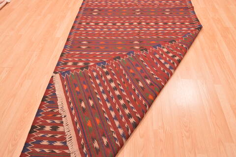 Kilim Brown Runner Hand Knotted 411 X 96  Area Rug 100-76534 Image 7