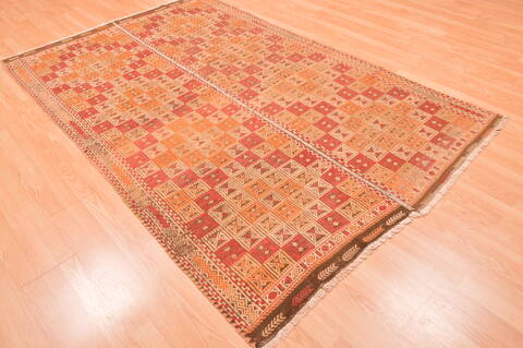 Kilim Orange Hand Knotted 51 X 83  Area Rug 100-76545 Image 4