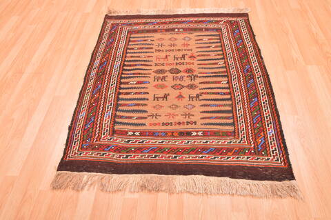 Kilim Red Square Hand Knotted 33 X 33  Area Rug 100-76564 Image 1