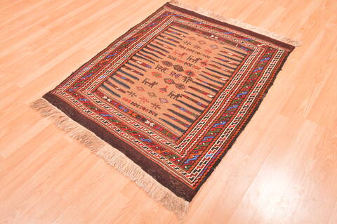Kilim Red Square Hand Knotted 33 X 33  Area Rug 100-76564 Image 2