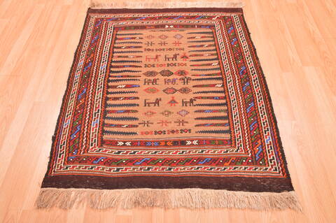 Kilim Red Square Hand Knotted 33 X 33  Area Rug 100-76564 Image 3