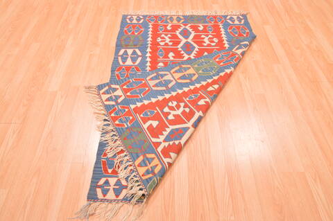 Kilim Blue Hand Knotted 37 X 53  Area Rug 100-76566 Image 2