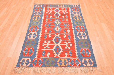 Kilim Blue Hand Knotted 37 X 53  Area Rug 100-76566 Image 4