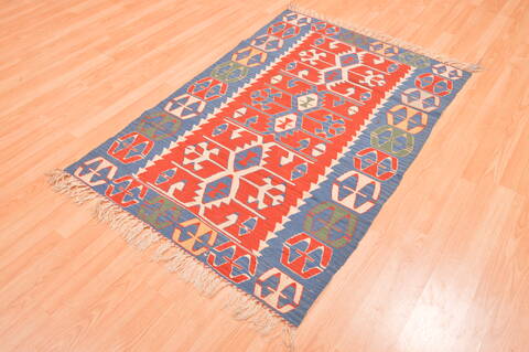 Kilim Blue Hand Knotted 37 X 53  Area Rug 100-76566 Image 5