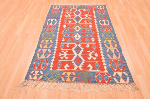 Kilim Blue Hand Knotted 37 X 53  Area Rug 100-76566 Image 6