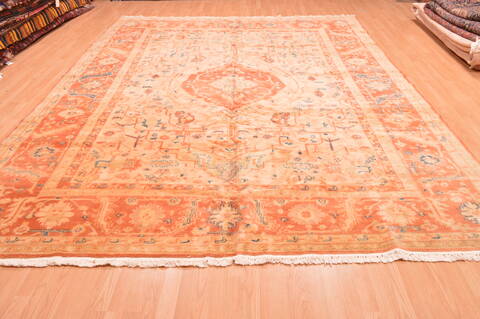 Pishavar Beige Hand Knotted 910 X 124  Area Rug 100-87883 Image 2