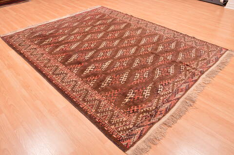 Yamouth Brown Square Hand Knotted 610 X 81  Area Rug 100-89786 Image 3