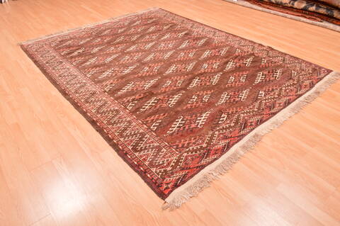 Yamouth Brown Square Hand Knotted 610 X 81  Area Rug 100-89786 Image 5