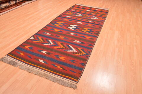 Kilim Red Runner Hand Knotted 42 X 107  Area Rug 100-89789 Image 3