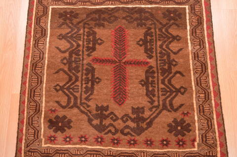 Baluch Brown Hand Knotted 30 X 47  Area Rug 100-89795 Image 4