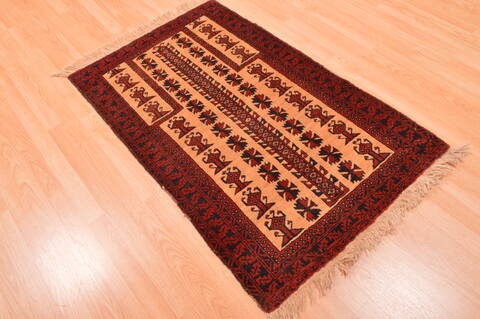 Baluch Beige Hand Knotted 29 X 46  Area Rug 100-89799 Image 2