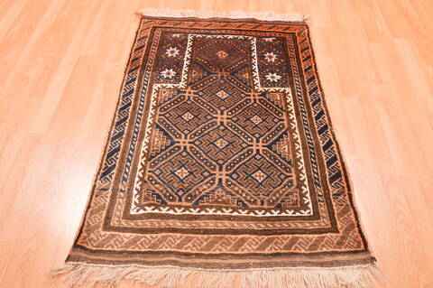 Baluch Brown Hand Knotted 210 X 45  Area Rug 100-89812 Image 1