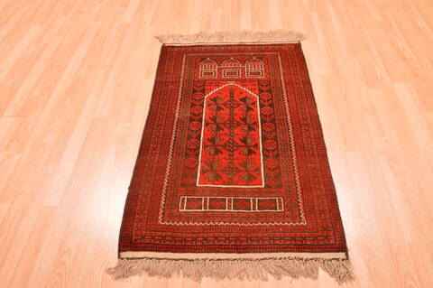Baluch Red Hand Knotted 30 X 47  Area Rug 100-89820 Image 1