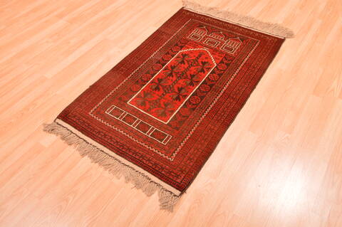 Baluch Red Hand Knotted 30 X 47  Area Rug 100-89820 Image 2