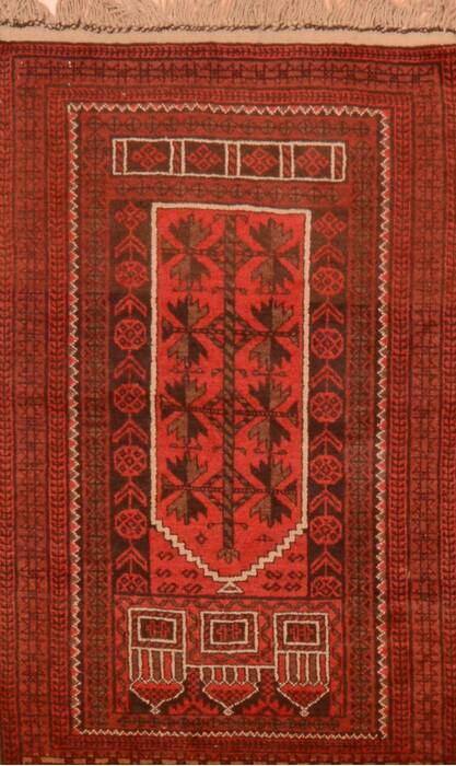 Baluch Red Hand Knotted 30 X 47  Area Rug 100-89820 Image 0