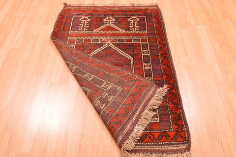 Baluch Red Hand Knotted 30 X 47  Area Rug 100-89821 Image 10