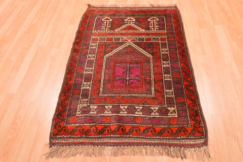 Baluch Red Hand Knotted 30 X 47  Area Rug 100-89821 Image 1