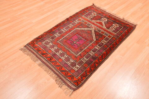 Baluch Red Hand Knotted 30 X 47  Area Rug 100-89821 Image 2