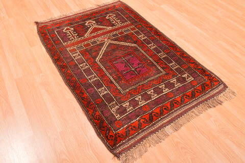 Baluch Red Hand Knotted 30 X 47  Area Rug 100-89821 Image 8