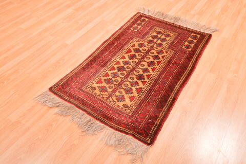 Baluch Beige Hand Knotted 28 X 46  Area Rug 100-89825 Image 2