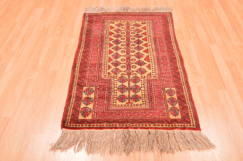 Baluch Beige Hand Knotted 28 X 46  Area Rug 100-89825 Image 4