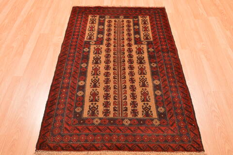 Baluch Beige Hand Knotted 30 X 411  Area Rug 100-89827 Image 1