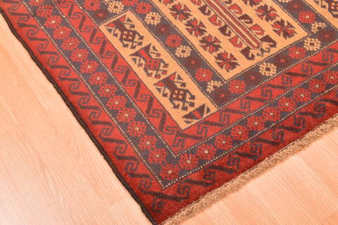 Baluch Beige Hand Knotted 30 X 411  Area Rug 100-89827 Image 5