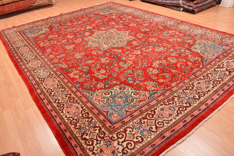 Moshk Abad Red Hand Knotted 100 X 136  Area Rug 100-89849 Image 3