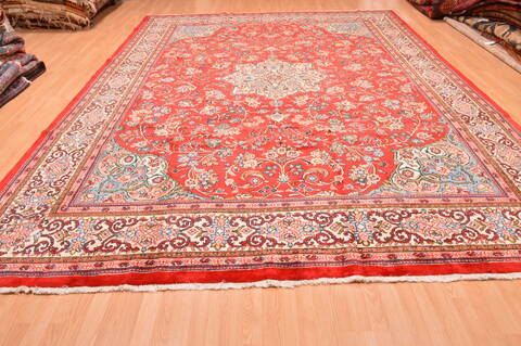 Moshk Abad Red Hand Knotted 100 X 136  Area Rug 100-89849 Image 4