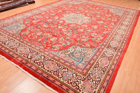 Moshk Abad Red Hand Knotted 100 X 136  Area Rug 100-89849 Image 6