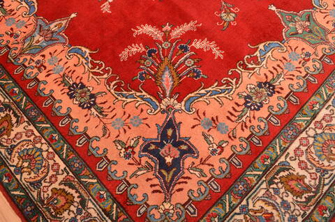 Tabriz Red Hand Knotted 100 X 131  Area Rug 100-89850 Image 12