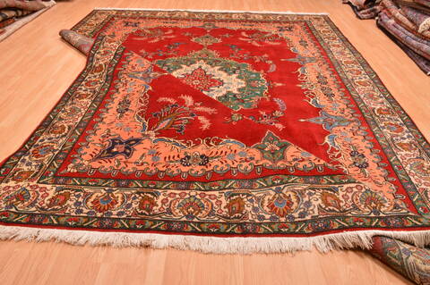 Tabriz Red Hand Knotted 100 X 131  Area Rug 100-89850 Image 16