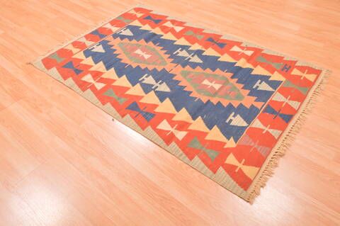 Kilim Orange Hand Knotted 310 X 58  Area Rug 100-89875 Image 3