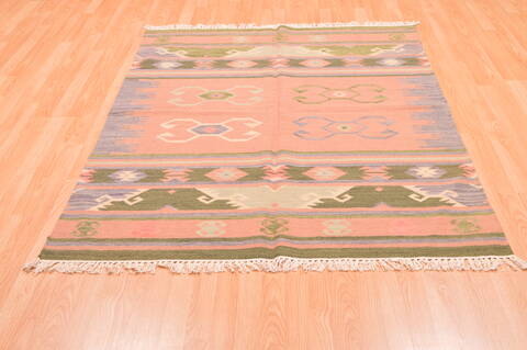 Kilim Green Flat Woven 46 X 60  Area Rug 100-89882 Image 1