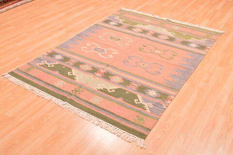 Kilim Green Flat Woven 46 X 60  Area Rug 100-89882 Image 2