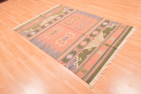 Kilim Green Flat Woven 46 X 60  Area Rug 100-89882 Image 3