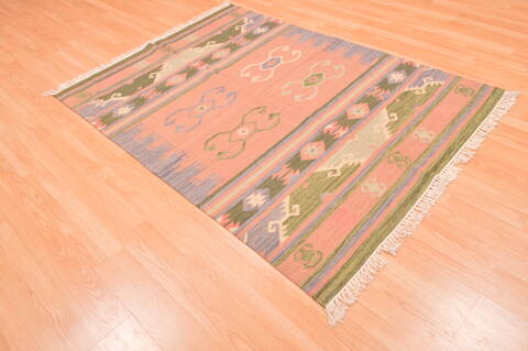 Kilim Green Flat Woven 46 X 60  Area Rug 100-89882 Image 5