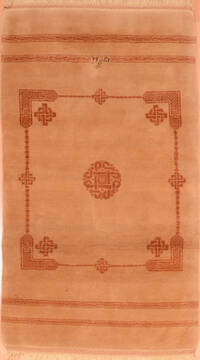 Asian Inspired Beige Hand Knotted 3'10" X 5'7"  Area Rug 100-89894