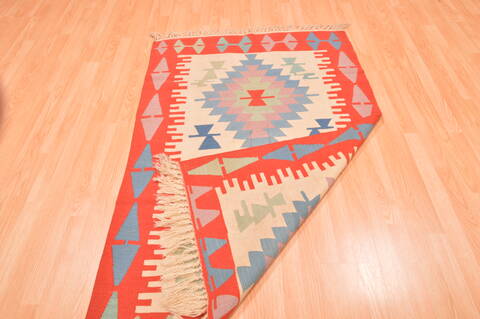 Kilim Red Hand Knotted 38 X 57  Area Rug 100-89904 Image 13