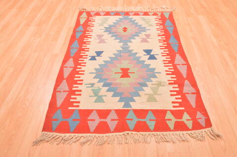Kilim Red Hand Knotted 38 X 57  Area Rug 100-89904 Image 1