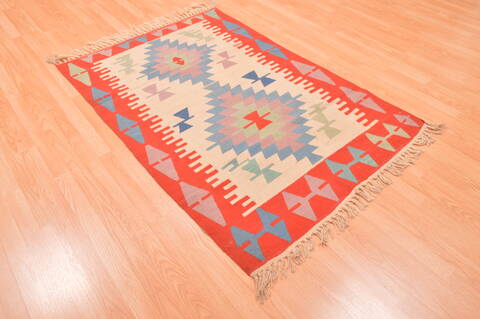 Kilim Red Hand Knotted 38 X 57  Area Rug 100-89904 Image 3
