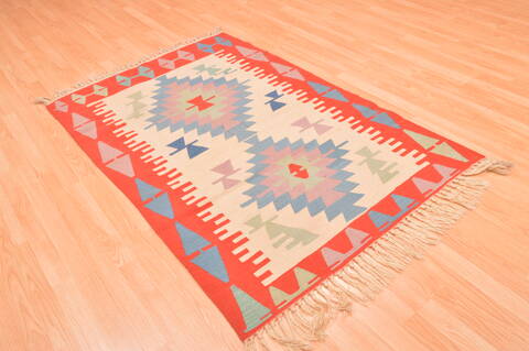 Kilim Red Hand Knotted 38 X 57  Area Rug 100-89904 Image 5