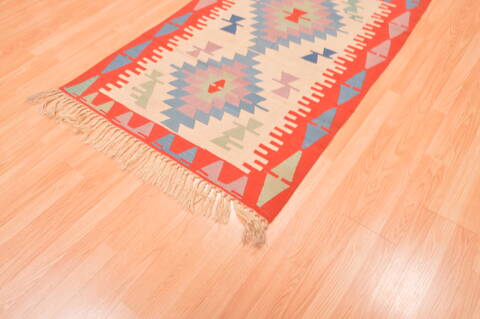 Kilim Red Hand Knotted 38 X 57  Area Rug 100-89904 Image 6