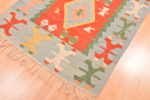 Kilim Blue Hand Knotted 38 X 56  Area Rug 100-89908 Image 11