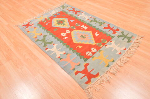 Kilim Blue Hand Knotted 38 X 56  Area Rug 100-89908 Image 3